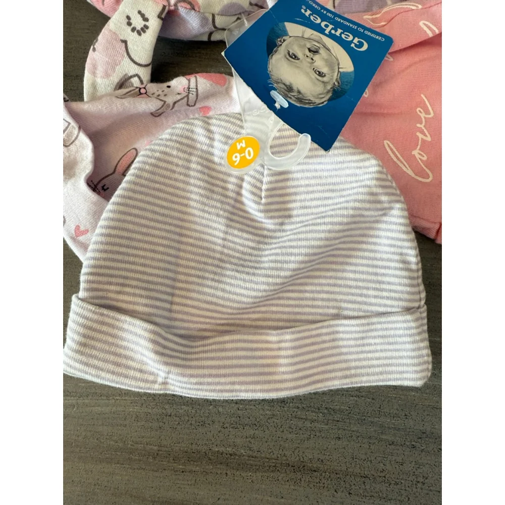 Four pack Gerber Infant Hats variety Pink